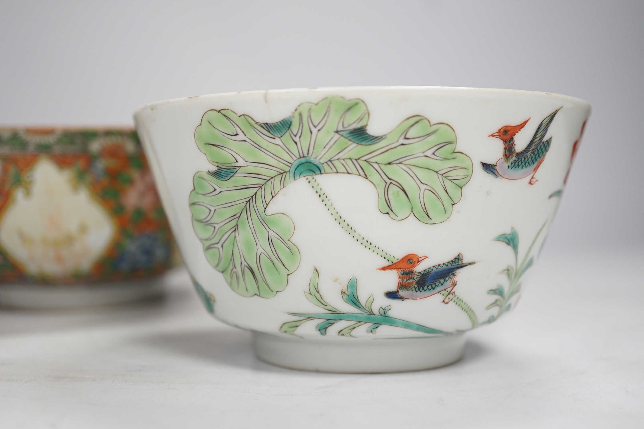 Two Chinese enamelled porcelain bowls, one for the Thai market, late Qing period, largest 16cm in diameter